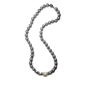 Vintage Faux Pearl Necklace with Crystal Accents